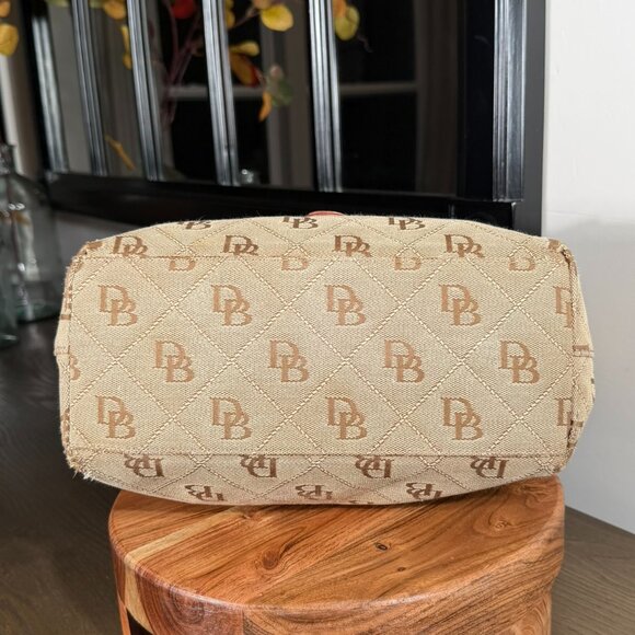 Dooney & Bourke Monogram Shoulder Bag — Vintage Tan Canvas & Leather - Picture 7 of 16